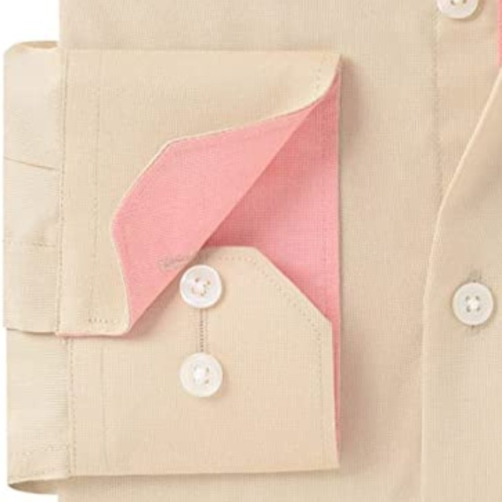 GOLLNWE Long Sleeve Contrast Collar & Convertible Cuffs Dress Shirt  NEW W/TAGS! - Picture 3 of 12
